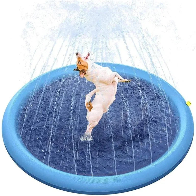 100/170cm Summer Pets Swimming Pool - Inflatable Water Sprinkler Pad & Cooling Mat, Outdoor Interactive Fountain Toy for Dogs - Image 2