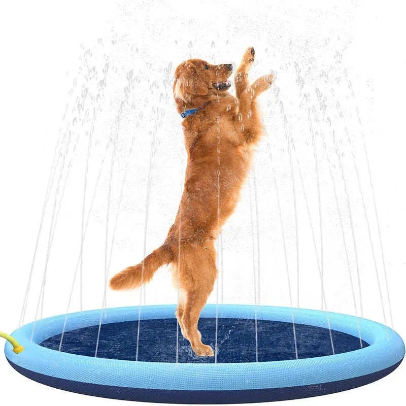100/170cm Summer Pets Swimming Pool - Inflatable Water Sprinkler Pad & Cooling Mat, Outdoor Interactive Fountain Toy for Dogs - Image 3