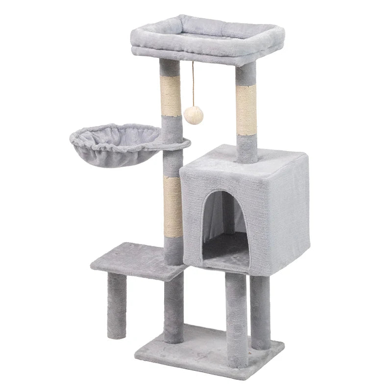 Wooden Cat Tree Tower with Sisal Scratching Posts, 108cm (42.51 Inch) - Image 3