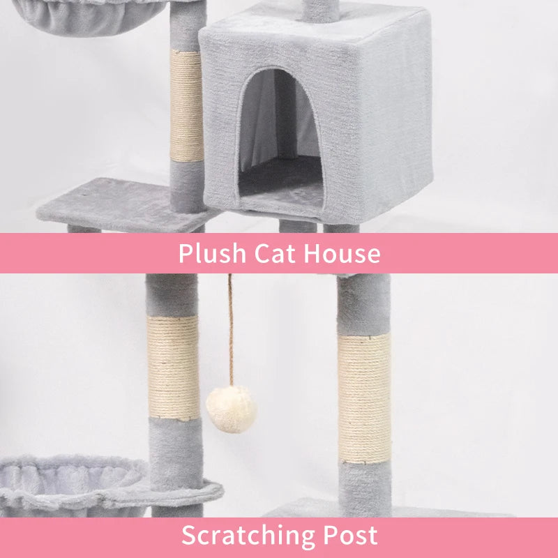 Wooden Cat Tree Tower with Sisal Scratching Posts, 108cm (42.51 Inch) - Image 6