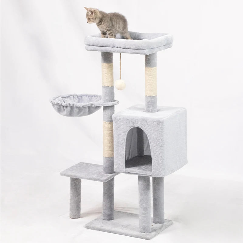 Wooden Cat Tree Tower with Sisal Scratching Posts, 108cm (42.51 Inch) - Image 7