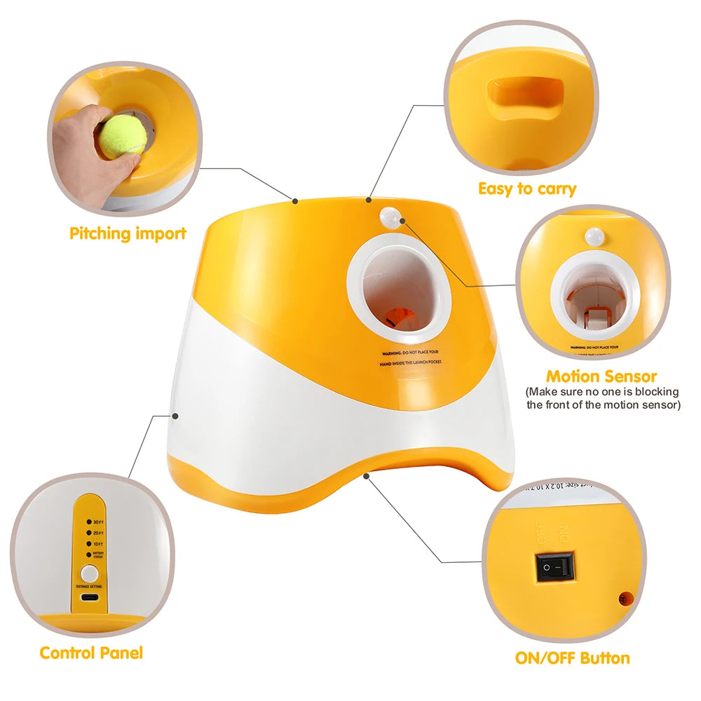 Automatic Throwing Machine Catapult for Dog Pet Toys Tennis Launcher Pet Ball Throw Device 3/6/9m Section + 3 Balls Dog Training - Image 5